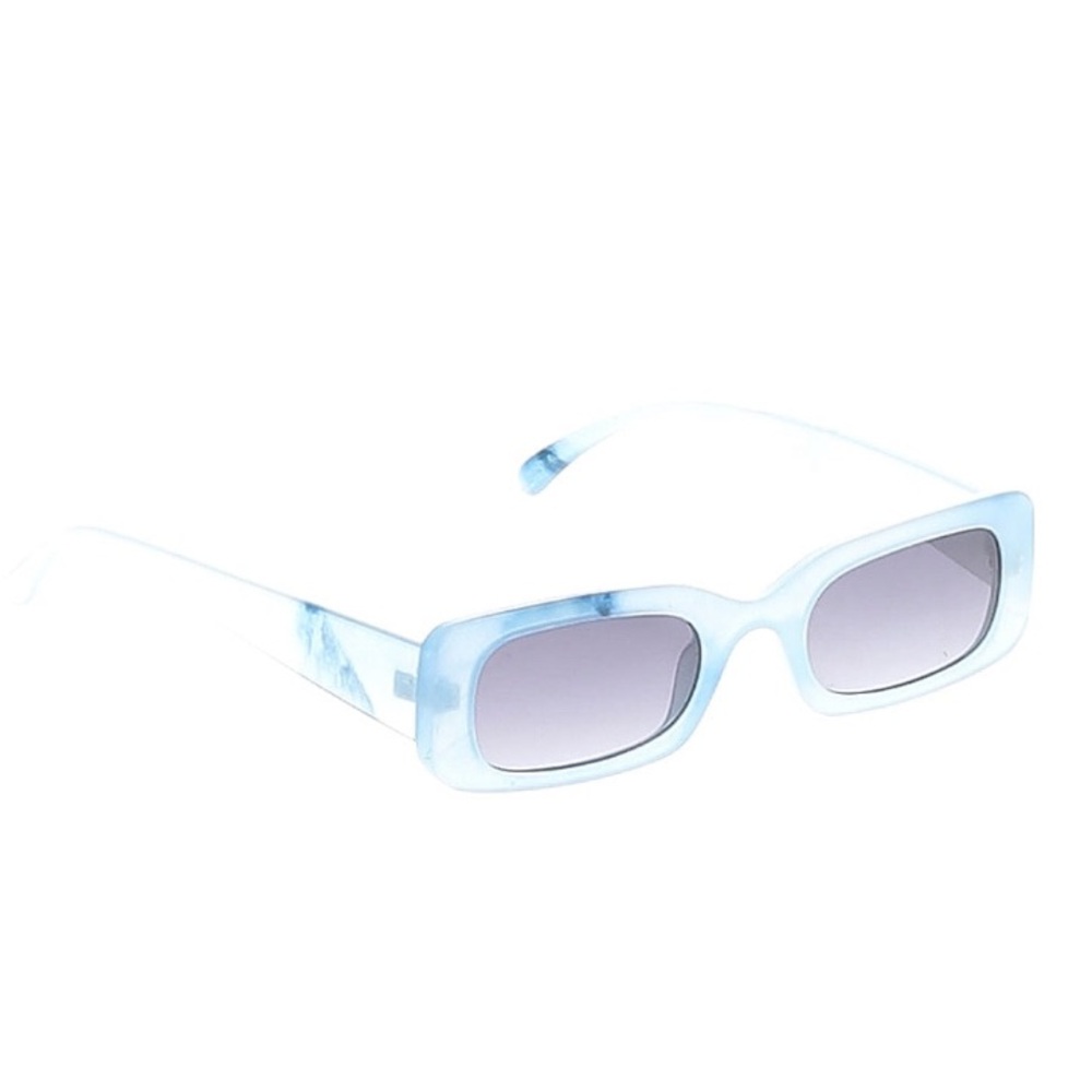 Marbelized Blue Rectangular Sunglasses - image 3